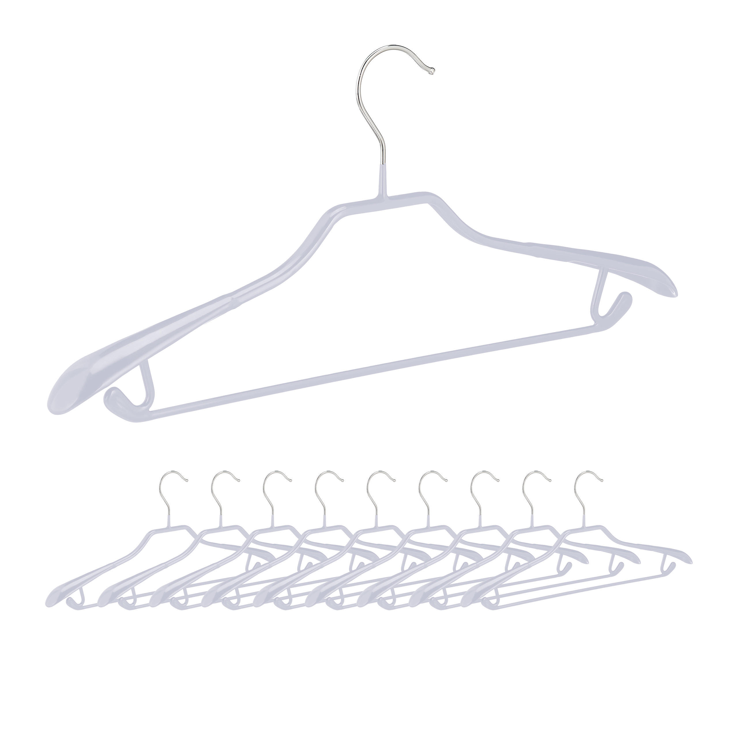 10XVEŠIAKY na oblek - sivá, kov/plast (45/19/3.5cm) - Relaxdays