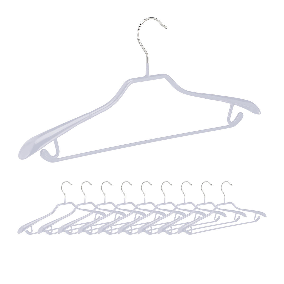 10XVEŠIAKY na oblek - sivá, kov/plast (45/19/3.5cm) - Relaxdays