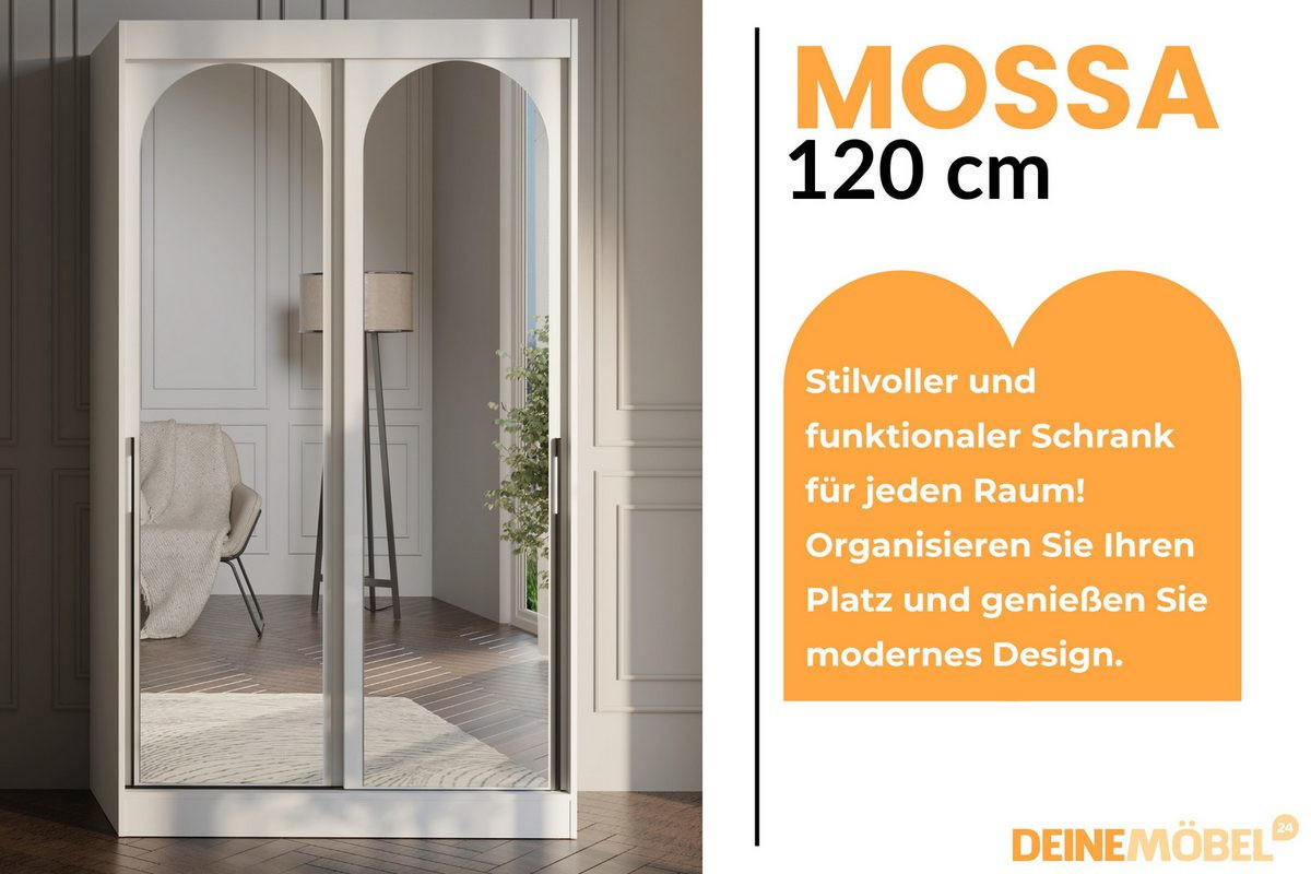 SCHIEBETÜRENSCHRANK MOSSA 120 / 215 / 65 cm in Weiß / Schwarz - Schwarz/Weiß, Holzwerkstoff (120/215/65cm) - Deine Möbel 24