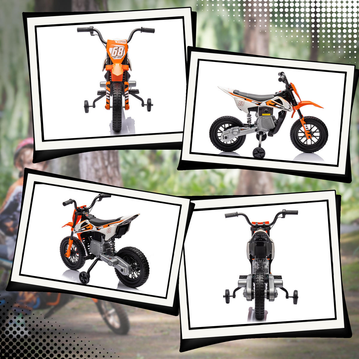 ELEKTRO-MOTORRAD DE-06188 12V mit Trainingsrädern und Musik Orange - Orange, Kunststoff/Metall (107/56/70cm) - ComfortXL