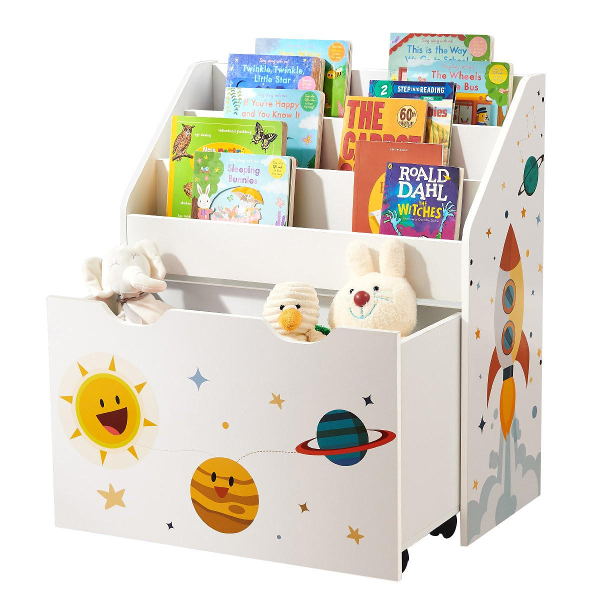 REGAL für Kinder mit Bücherregal - H70 cm - Weiß, Holzwerkstoff (29.5/70/62.5cm) - Calicosy