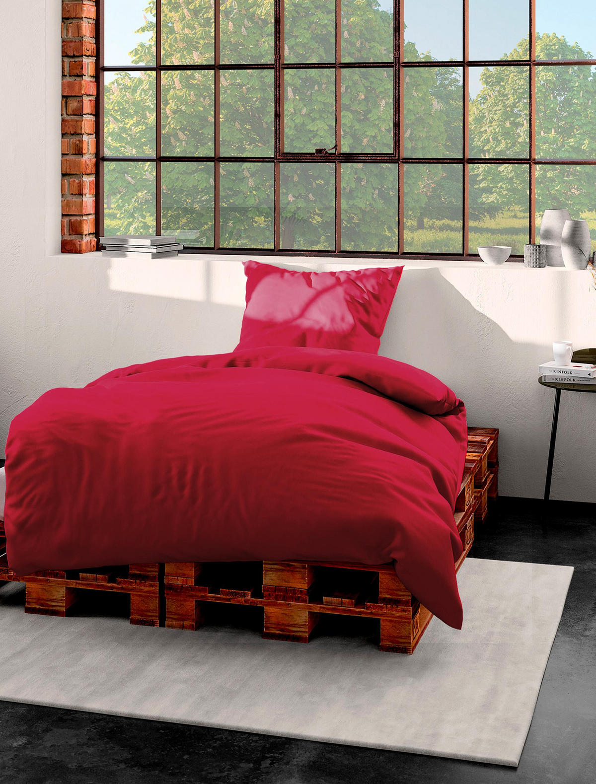 BETTWÄSCHE Seersucker 3000 - Rot, Textil (155/220cm) - Bierbaum