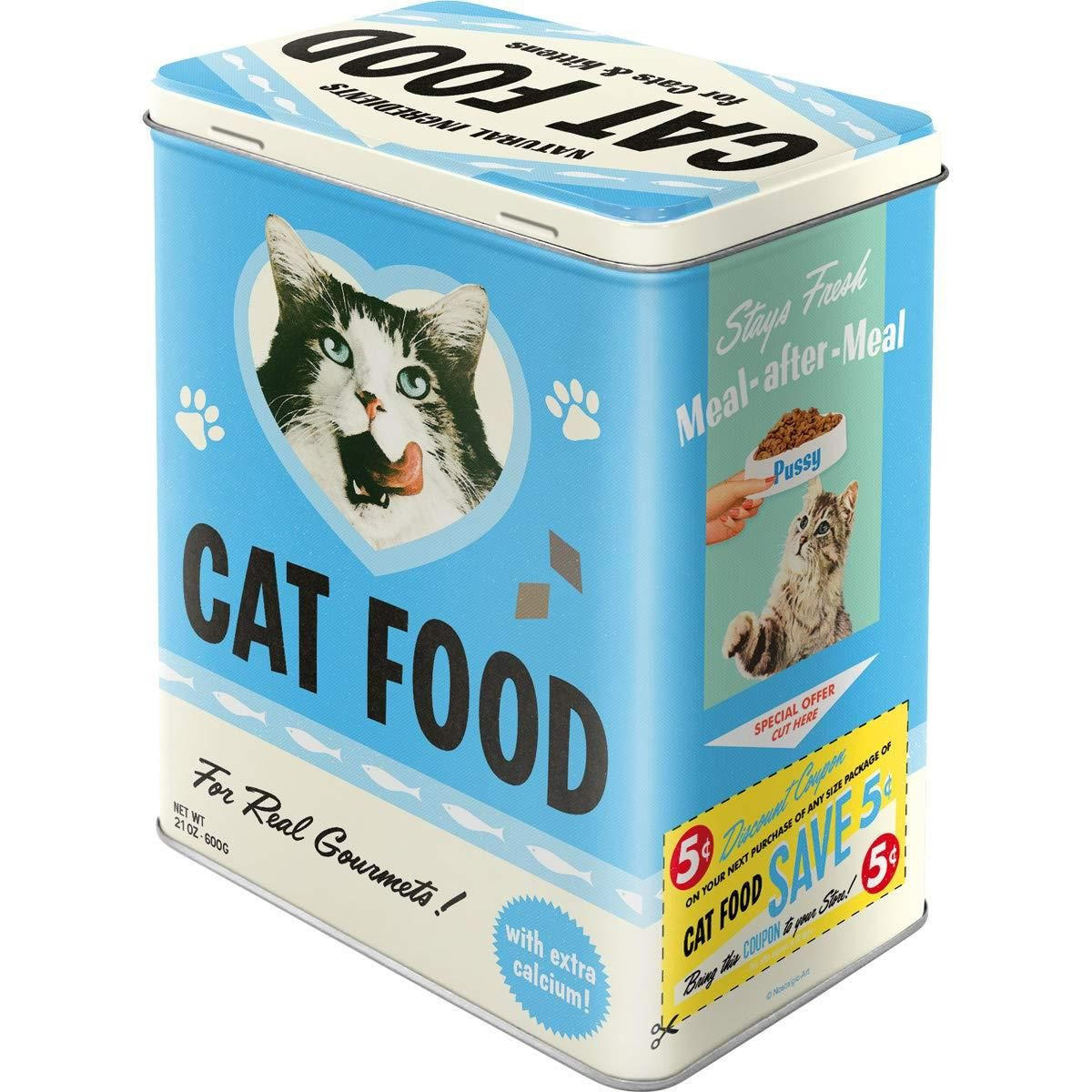VORRATSDOSE L Animal Club Cat Food - Multicolor, Metall (14/20/10cm) - Nostalgic-Art
