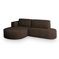 ECKSOFA CORTIO P L-S Braun Kordstoff mit Schlaffunktion - Braun, Holz (265/174cm) - MASSENO