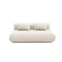 BETTSOFA ATOMO Beige Velours-Stoff mit Schlaffunktion - Beige, Holz (217/82/134cm) - MASSENO