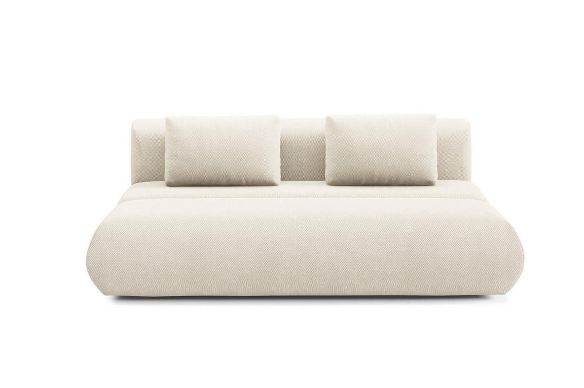 BETTSOFA ATOMO Beige Velours-Stoff mit Schlaffunktion - Beige, Holz (217/82/134cm) - MASSENO