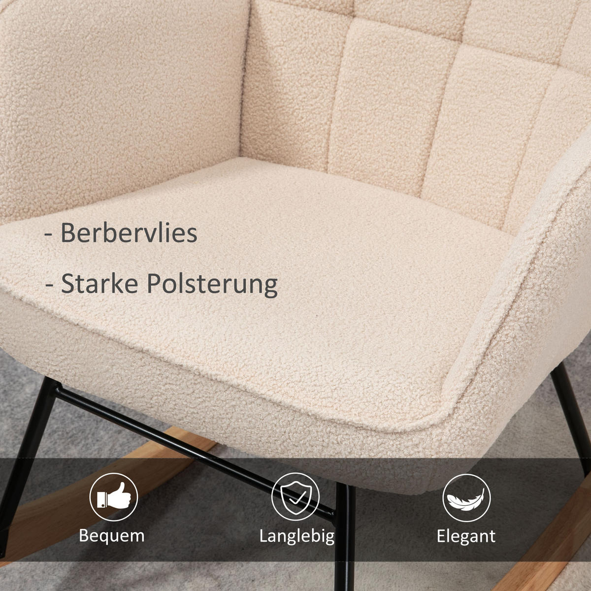 SCHAUKELSTUHL, Berbervlies, Beige - Beige, Kunststoff/Metall (98/101/71cm) - HOMCOM