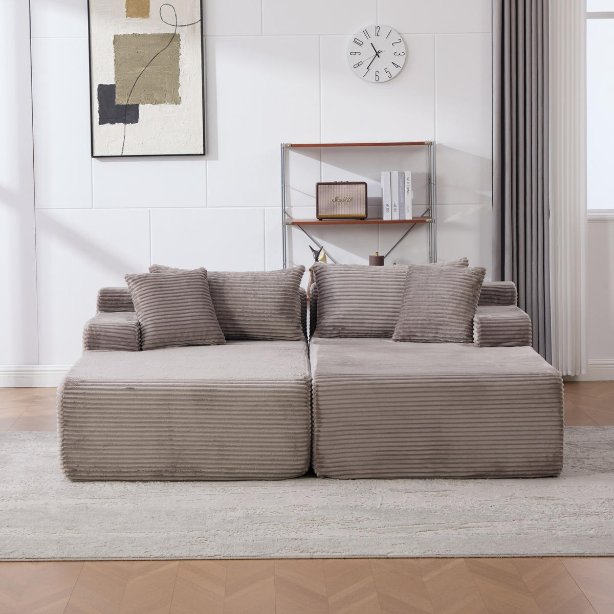 SOFAELEMENT 200/174/74.5 cm Grau mit 30D hochelastischem Schaumstoff und rutschfestem Boden - Grau, Textil (174/74.5/200cm) - Oxeza