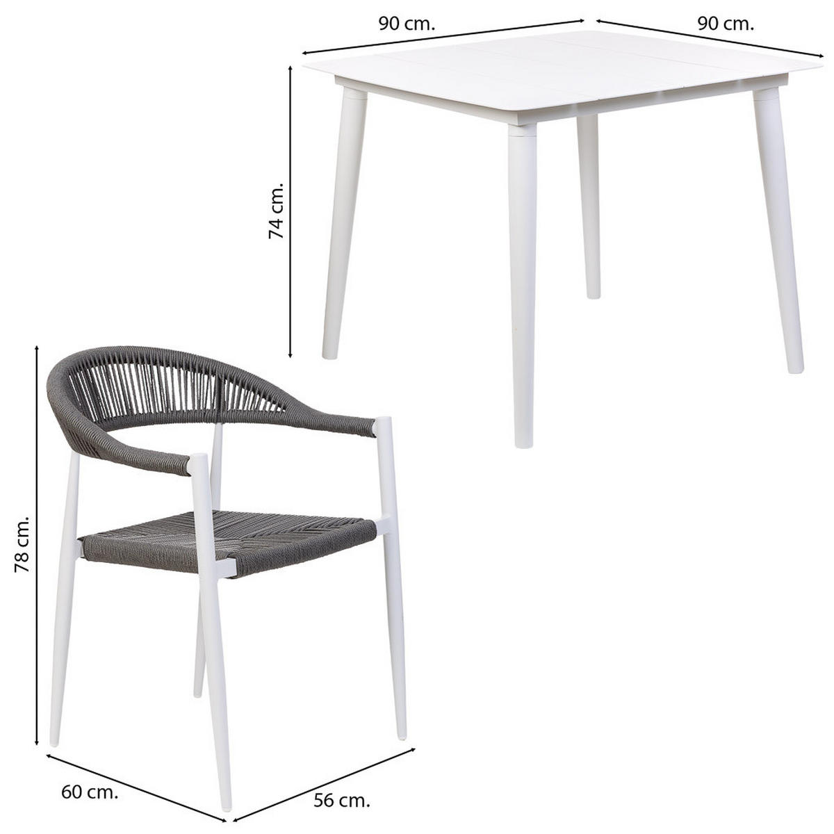 GARTEN-ESSGRUPPE, 5er-Set, Schwarz und Weiß - Multicolor, Metall - Wanderlust
