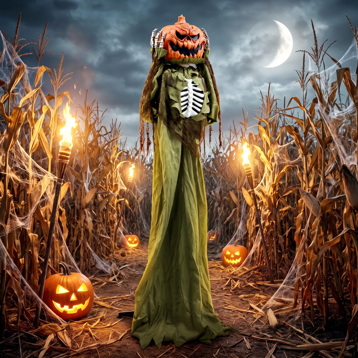 HALLOWEEN-DEKORATION Metall Polyesterfaser Dunkelgrün - Dunkelgrün, Metall (20/173/50cm) - HOMCOM