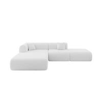 ECKSOFA Ottomane Links OVLY-L 289x176x71 Weiß Bouclé - Schwarz/Weiß, Holzwerkstoff/Kunststoff (176/289cm) - ALTDECOR