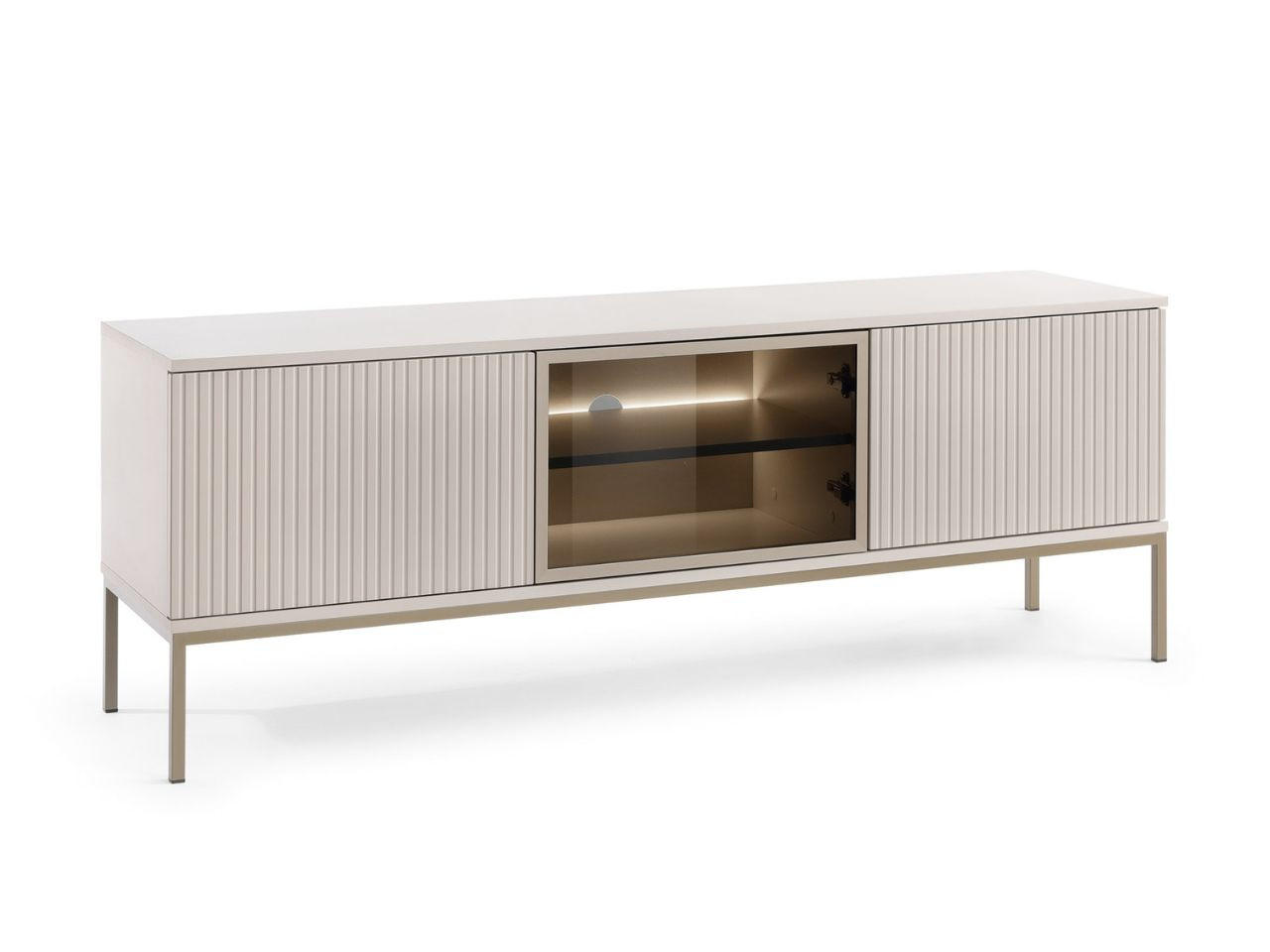 TV-SCHRANK Kaschmir 154 cm Deo - Kaschmir/Champagner, Naturmaterialien/Glas (154/56/39cm) - Graingold