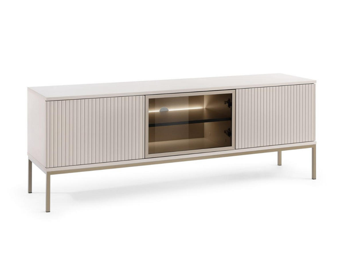 TV-SCHRANK Kaschmir 154 cm Deo - Kaschmir/Champagner, Naturmaterialien/Glas (154/56/39cm) - Graingold