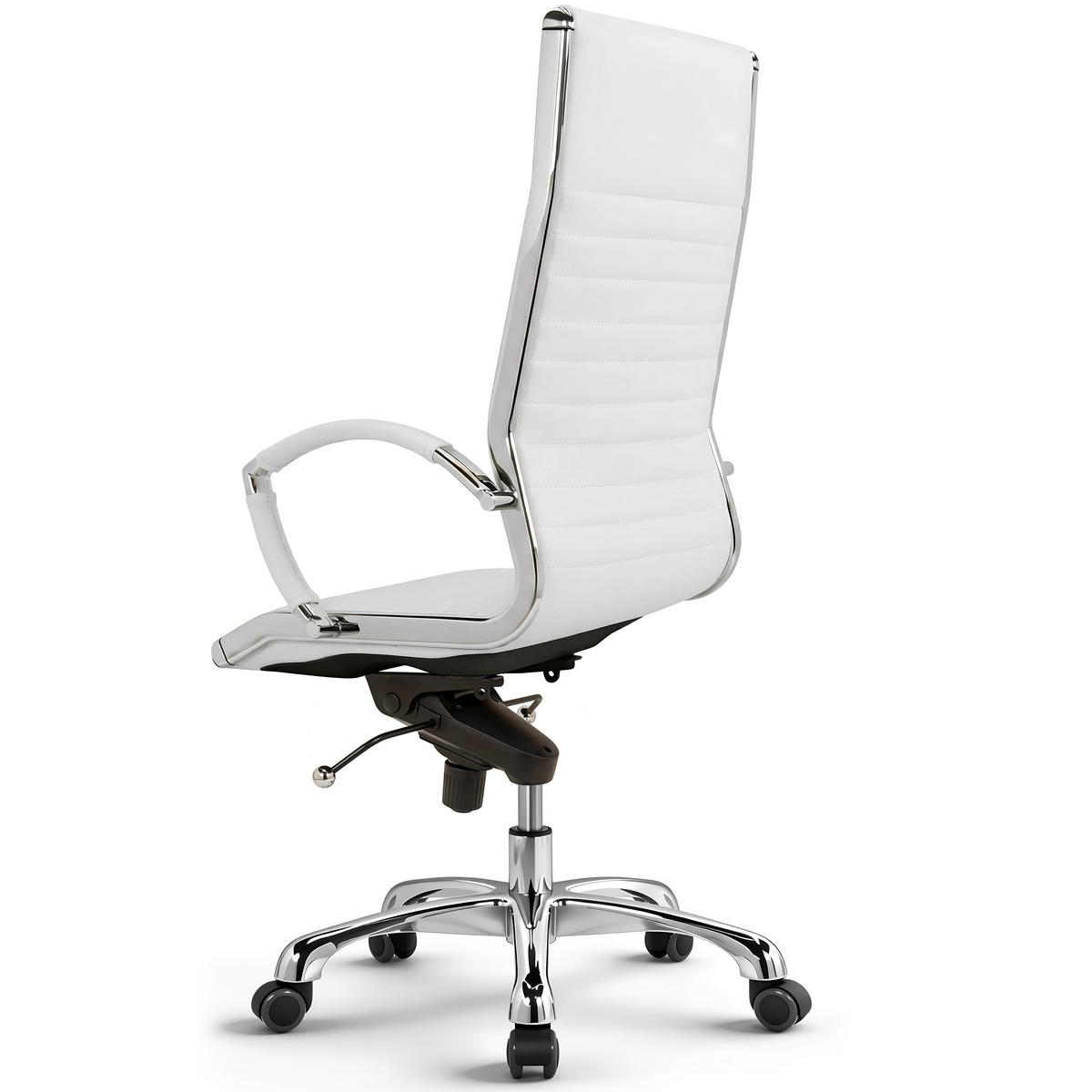 BÜROSTUHL Montreal Echtleder Weiss – ergonomisch, 150 kg belastbar, Sitzhöhe 52-64cm - Weiß, Leder/Metall (60/121/60cm) - Versee