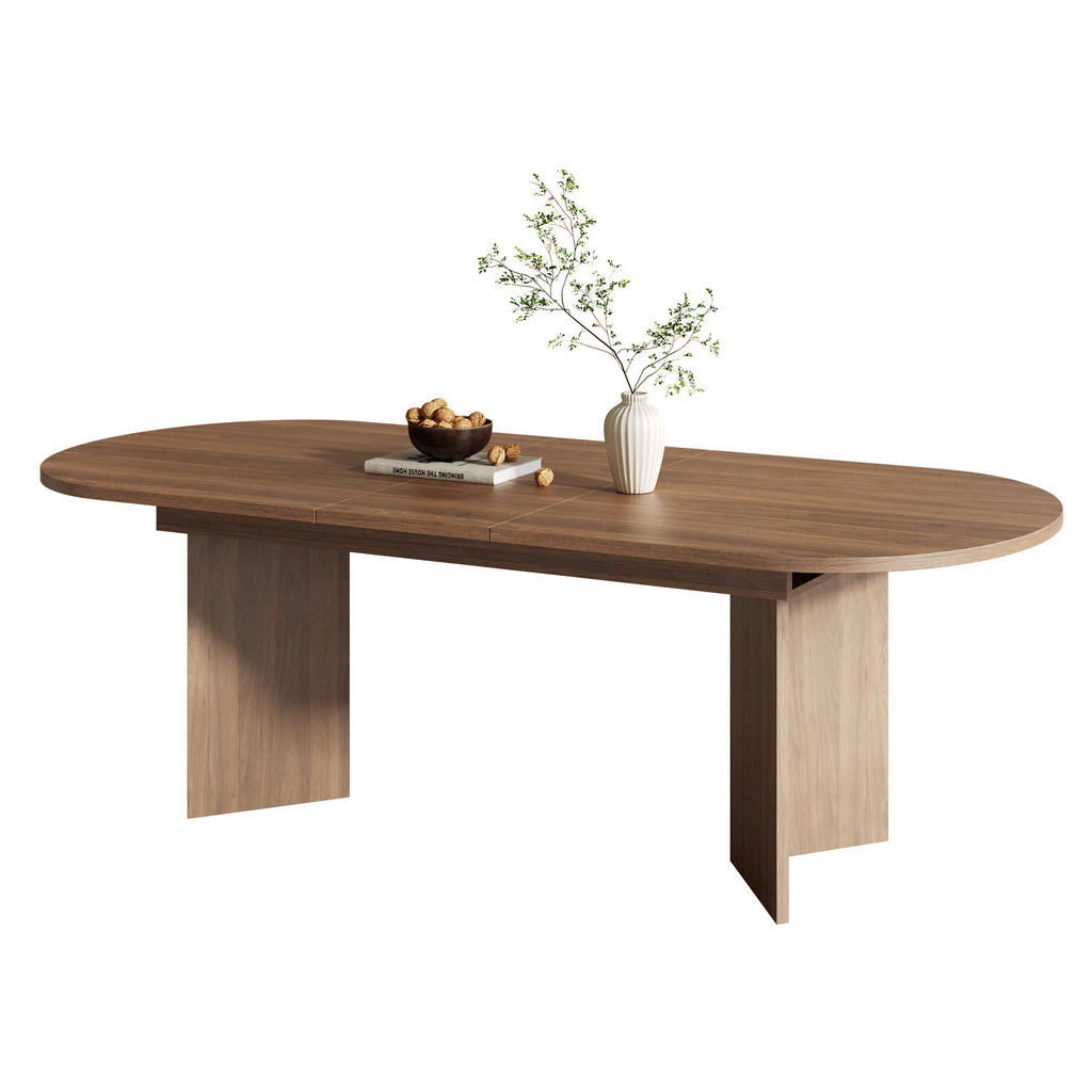 Redom ROZKLÁDACÍ jídelní stůl 160/200 x 90 cm s tlustou deskou, zaoblenými hranami a stabilní konstrukcí, Ořech