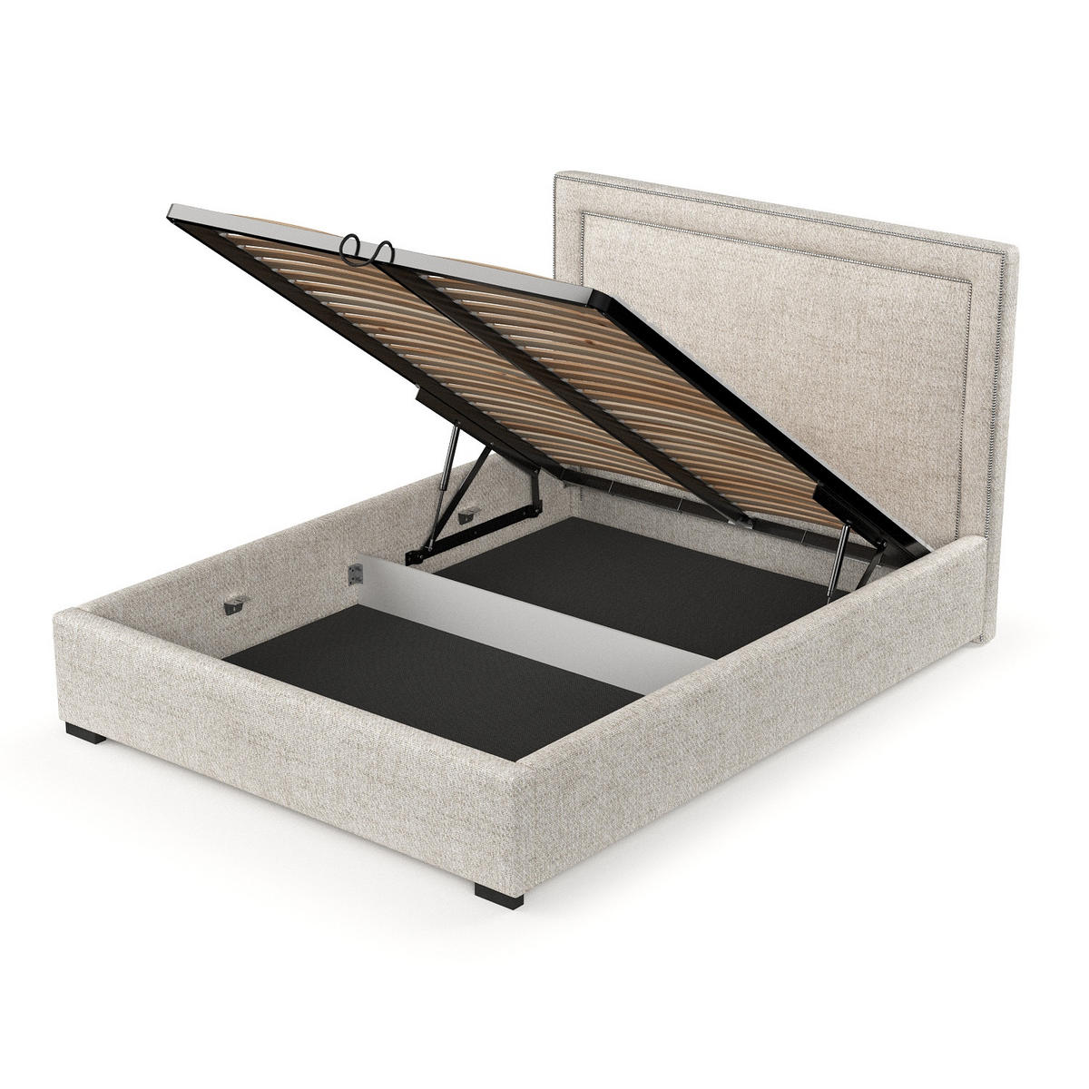 POLSTERBETT Como Creme 140/200 cm im Webstoff - Creme/Schwarz, Holz/Holzwerkstoff (140/200cm) - Maison de Reve