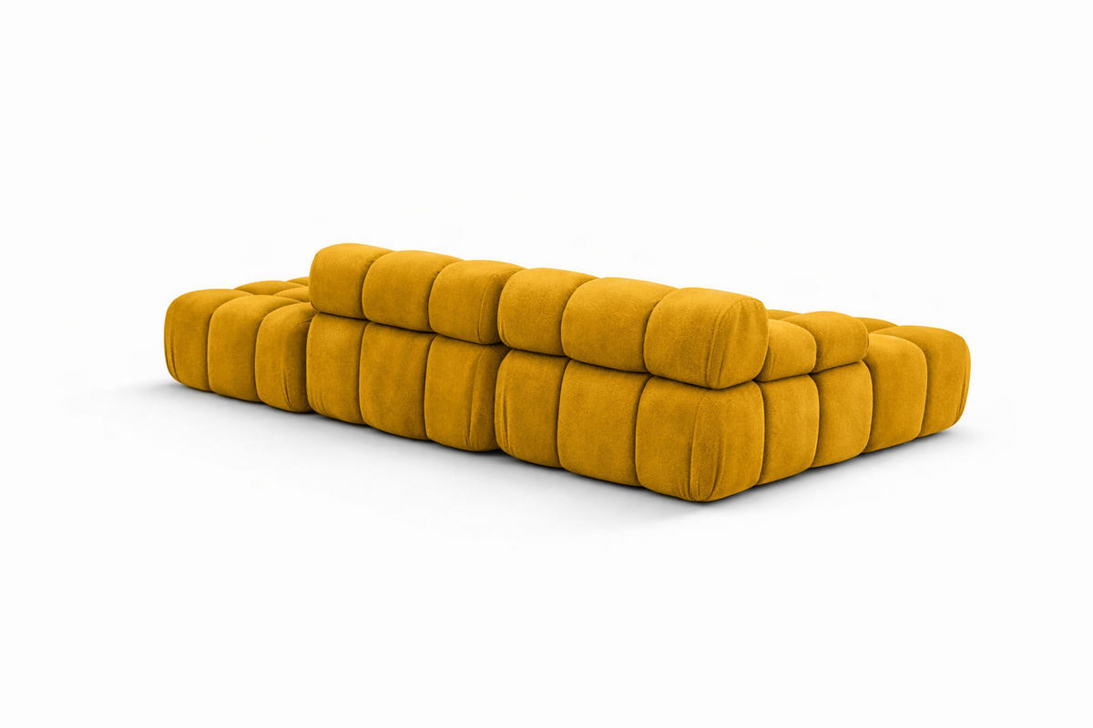 ECKSOFA L-Form Modular Mit Hocker, Veloursstoff Salvador, Gelb, Rechts, Selia - Gelb, Holz (285/160cm) - Kaiser Möbel
