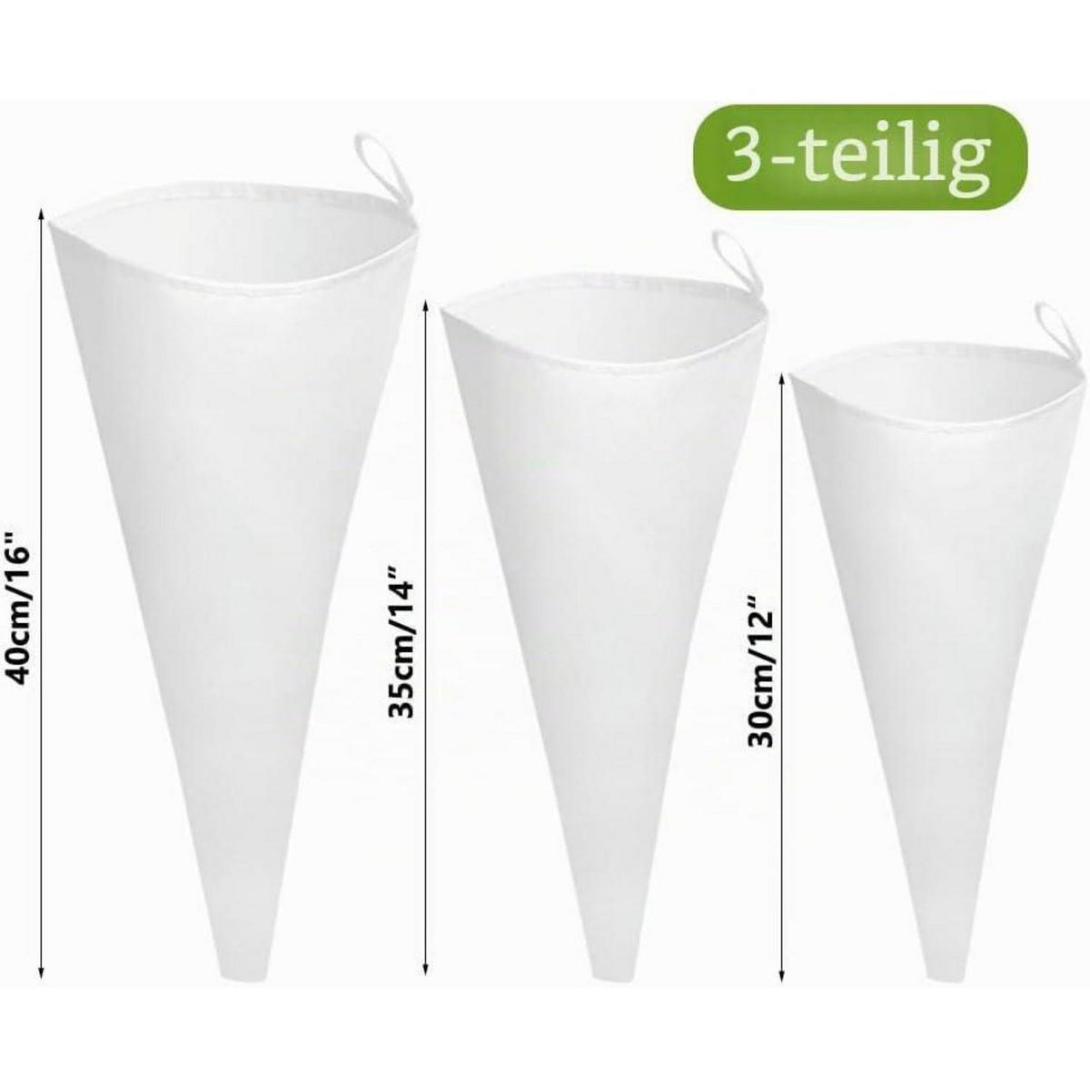 SPRITZBEUTEL 3-teiliges Set 30 35 40 cm Baumwolle Weiß - Weiß, Textil (10/35/35cm)