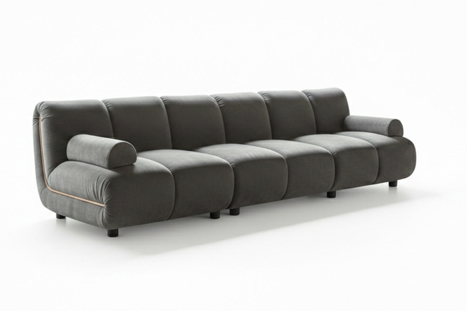 MODULSOFA LAYLA Taupe Velvet - Taupe/Schwarz, Buchenholz/Textil (274/74/99cm) - KAWOLA