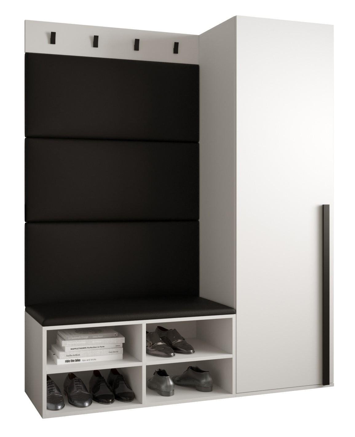 Möbel Kryspol Garderoben-Set Weiß, Schwarz 134x184x42 cm