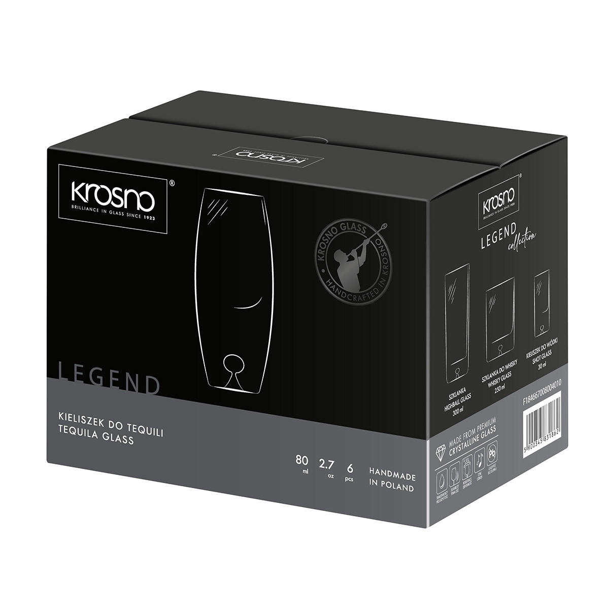 TEQUILAGLÄSER Legend, 6er-Set, 80 ml, Handgemacht - Transparent, Glas (0.08L) - Krosno Glass