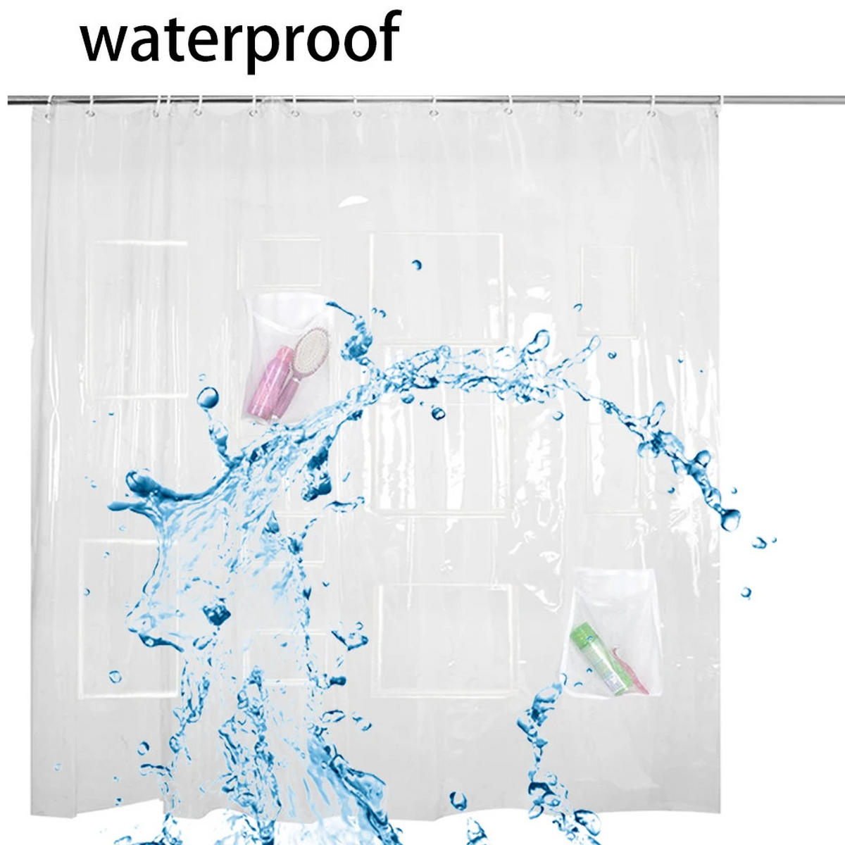DUSCHVORHANG transluzent Stück wasserdicht mit Schlaufe Badezimmer - Weiß, Kunststoff (180/180cm) - MCBOSON