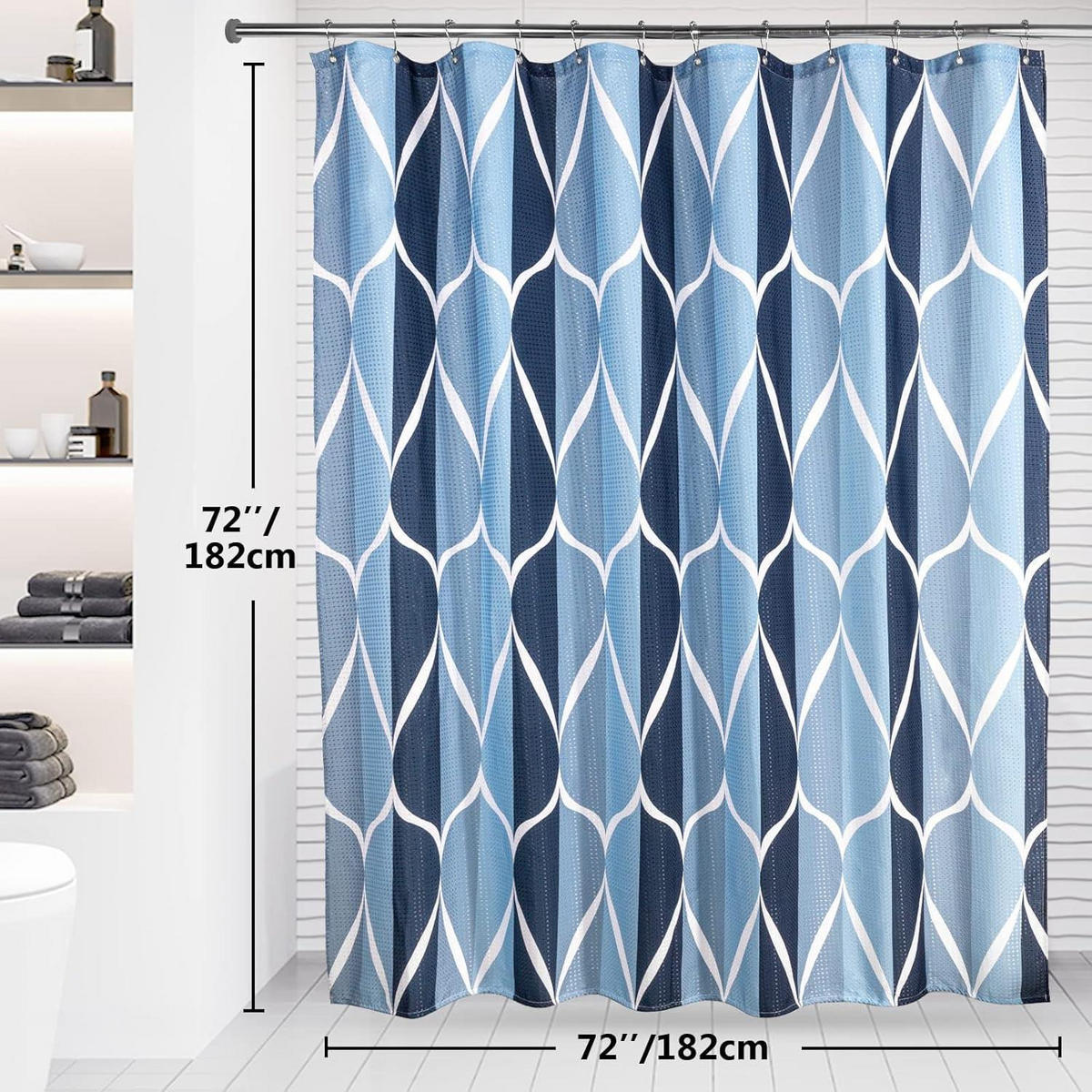 DUSCHVORHANG Geometrisch 182 x 182 cm Blau - Multicolor, Textil (182/182cm)