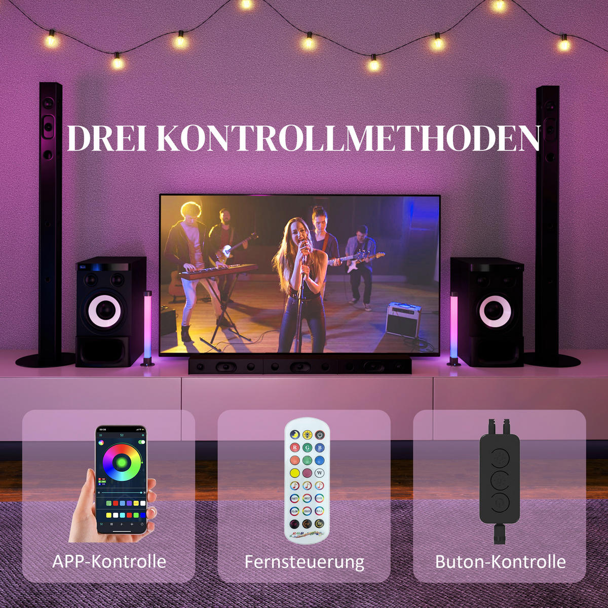 TISCHLAMPE 2er-Set, App- und Fernsteuerung, Weiß - Weiß, Kunststoff (6/6/32.5cm) - HOMCOM
