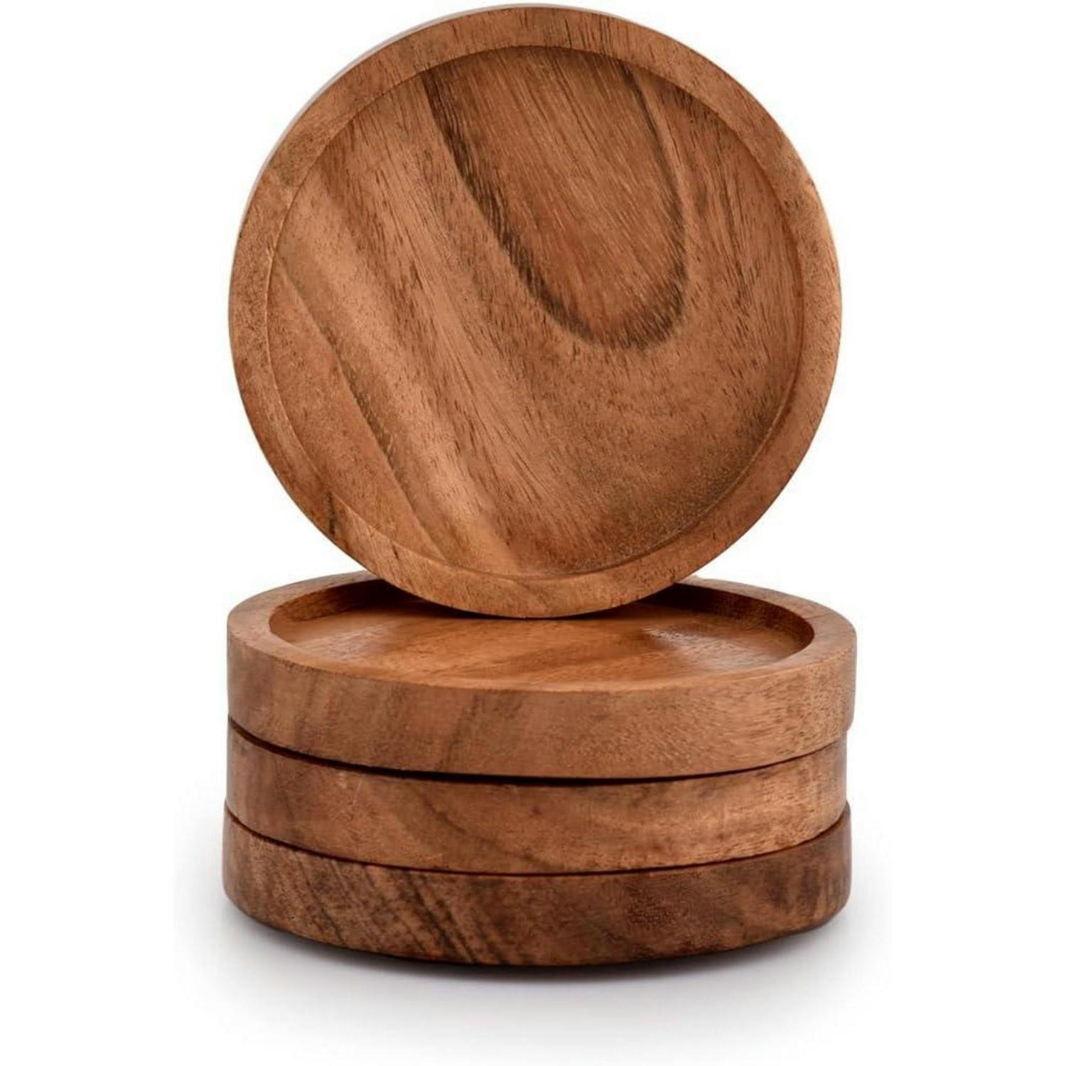 UNTERSETZER 4 Stück Akazienholz 10,2 x 10,2 cm - Braun, Holz (10.2/10.2cm)