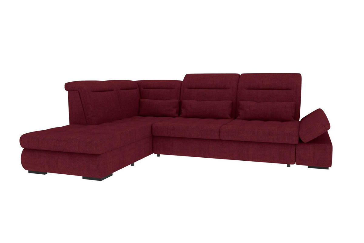ECKSOFA Toscana Velours inkl. Schlaffunktion - Bordeaux, Textil (227/279cm) - 99rooms