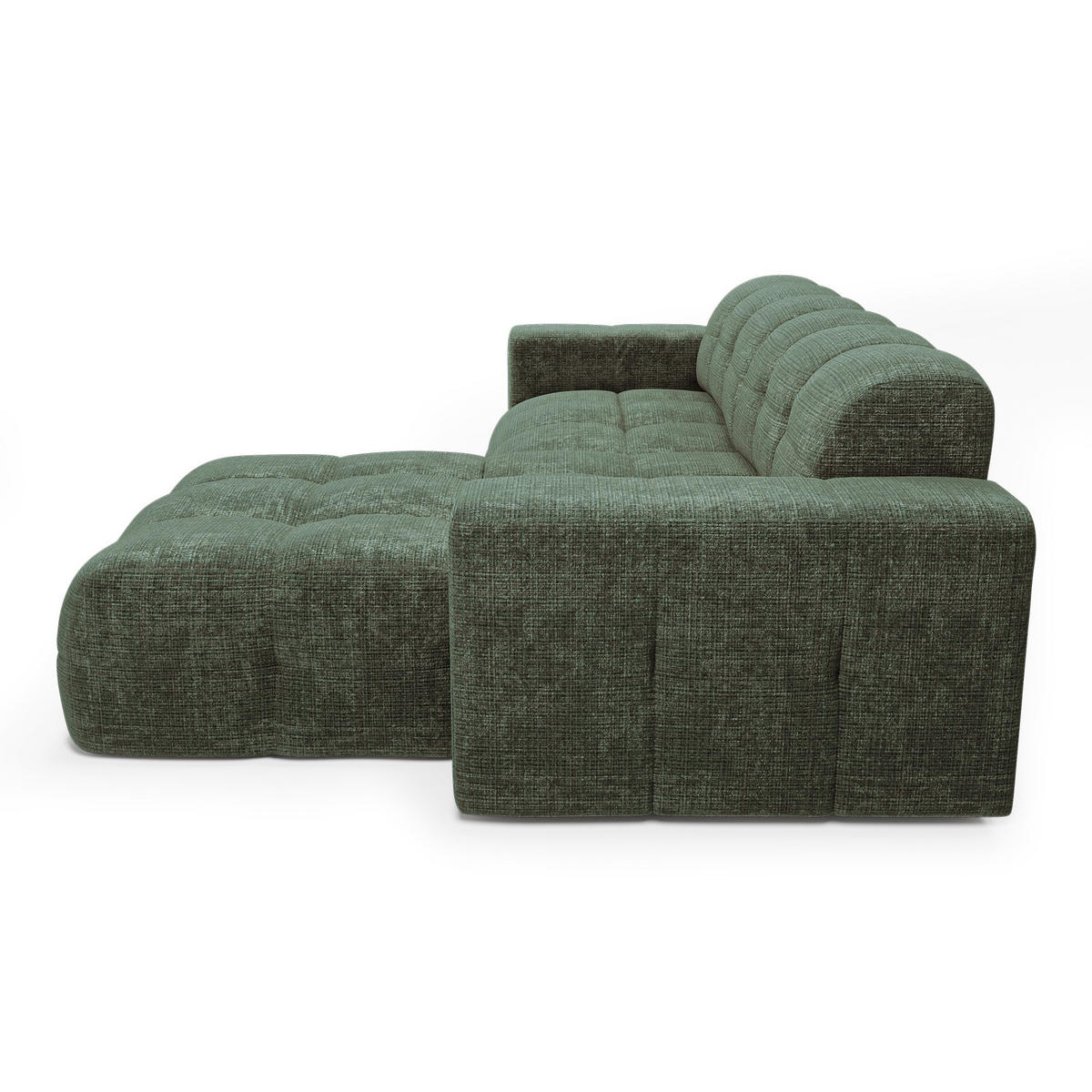 ECKSOFA RECHTS geprägter Samt smaragdgrün 230cm - Smaragdgrün, Textil (155/230cm) - Sia Home