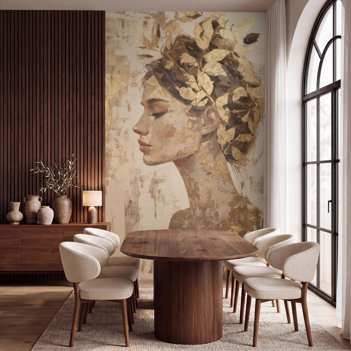 TAPETE - Frau - Gold - Abstrakt - Textur - 160x280 cm - Goldfarben, Papier (160/280cm) - OnlyWow