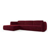 ECKSOFA Links Samt Stoff Rot - Bordeaux/Rot, Kunststoff/Textil (170/290cm) - Makamii