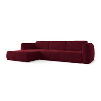 ECKSOFA Links Samt Stoff Rot - Bordeaux/Rot, Kunststoff/Textil (170/290cm) - Makamii