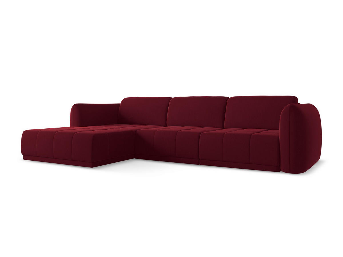 ECKSOFA Links Samt Stoff Rot - Bordeaux/Rot, Kunststoff/Textil (170/290cm) - Makamii