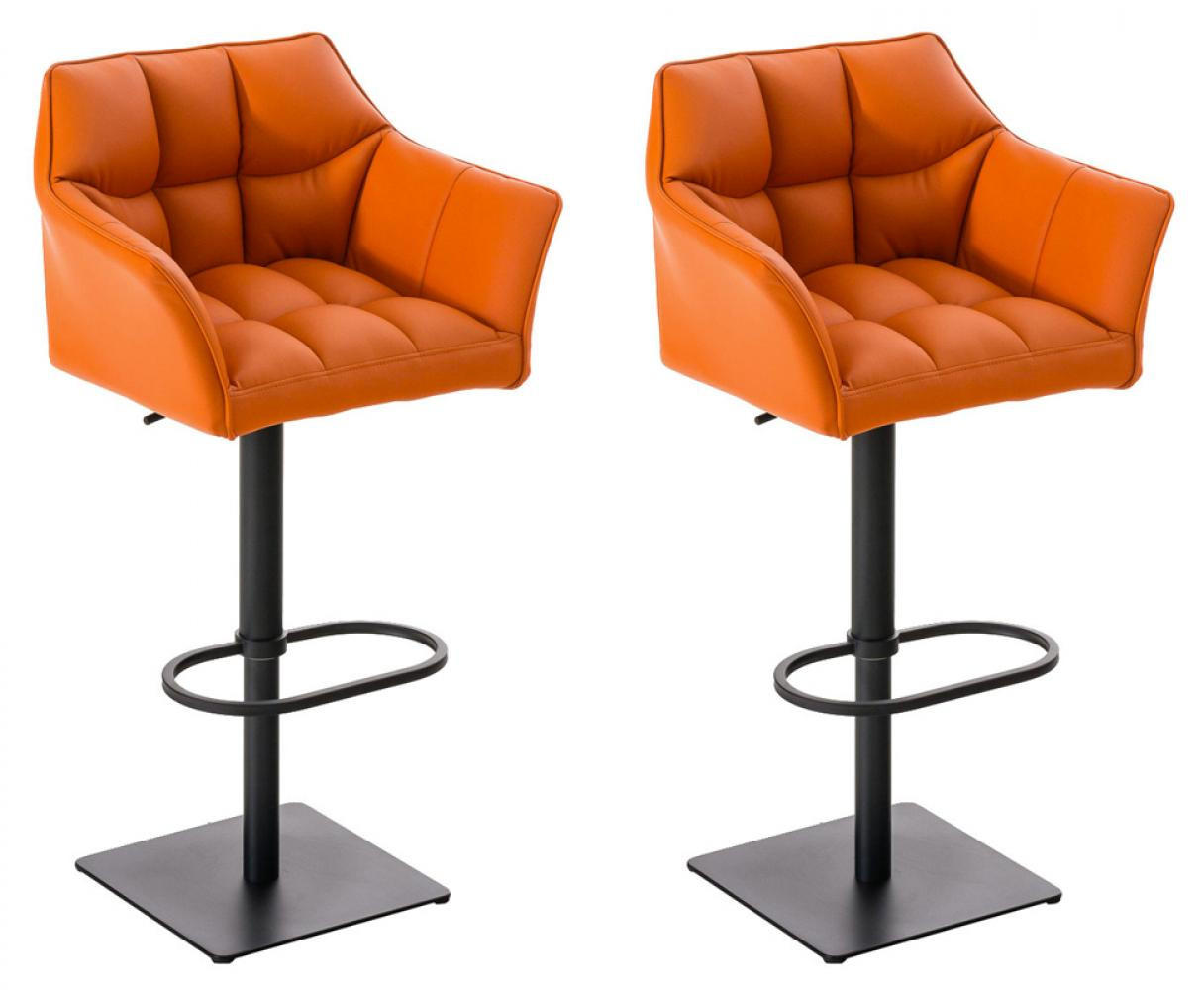 BARHOCKER 2er Set Lederlook Orange - Schwarz/Orange, Textil/Metall (64/88/45cm) - CLP