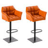 BARHOCKER 2er Set Lederlook Orange - Schwarz/Orange, Textil/Metall (64/88/45cm) - CLP