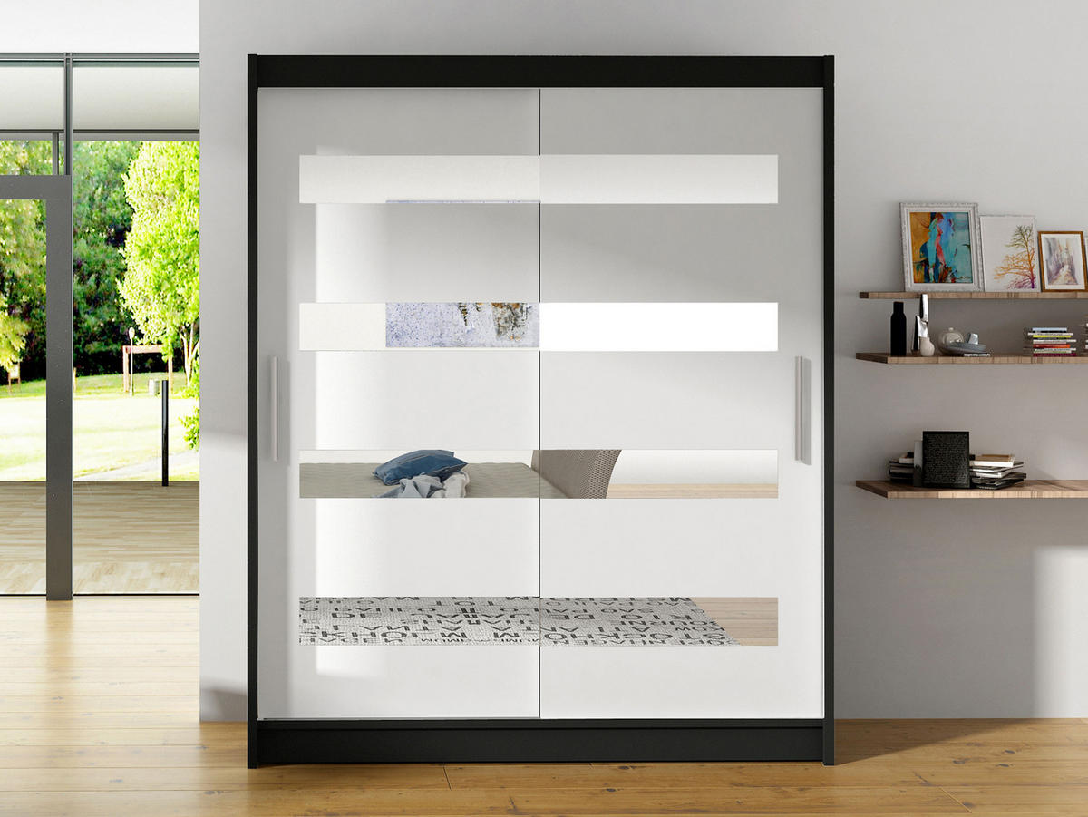 SCHWEBETÜRENSCHRANK Westa XIII - Silberfarben/Multicolor, Holzwerkstoff/Metall (150/200/58cm) - MIRJAN24