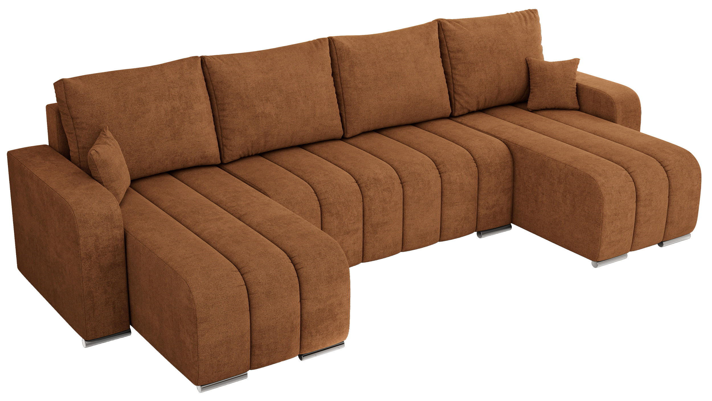 WOHNLANDSCHAFT KIRASSO U Orange Struktur - Orange/Grau, Textil/Metall (320/86/147cm) - MKS