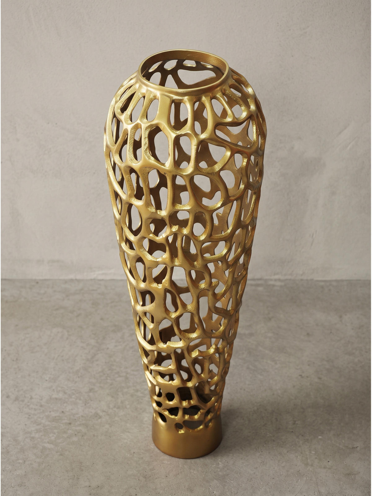 BODENVASE ASTLUX, Aluminium, handgefertigt, Gold, Ø 31 x 85 cm - Goldfarben, Metall (85cm) - KADIMA DESIGN