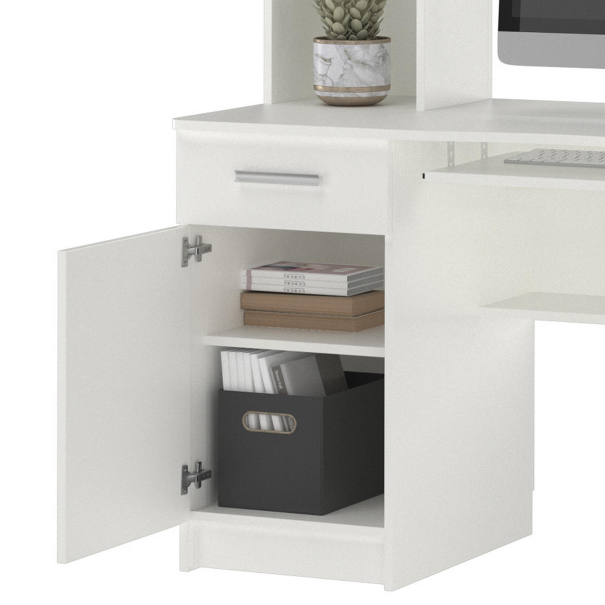 SCHREIBTISCH Crossline Weiß 120.1 x 59.5 cm - Weiß, Holzwerkstoff (59.5/120.1/201.6cm) - Vicco