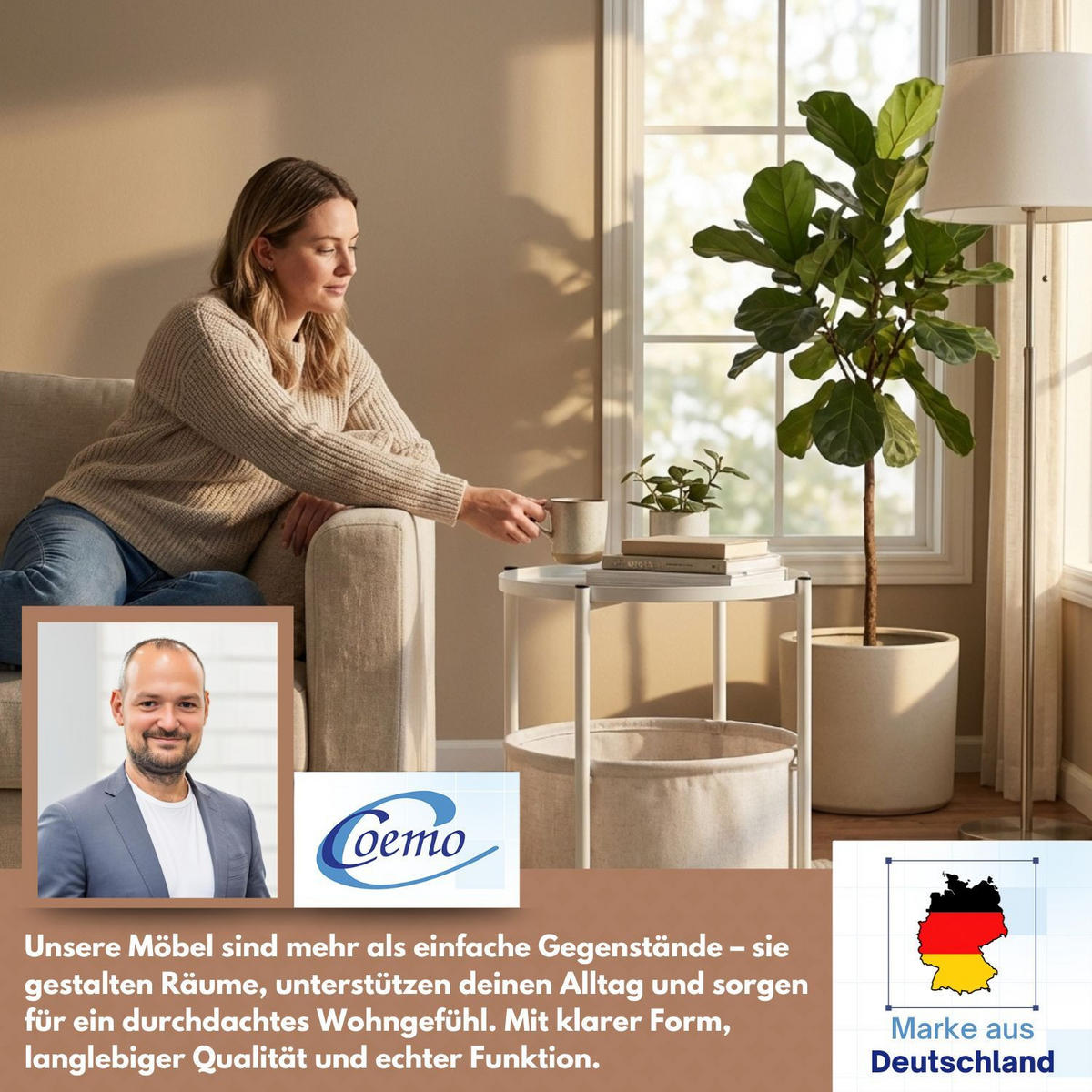 COUCHTISCH NINA rund Metall mit Aufbewahrungskorb Canvas Weiß - Weiß, Metall (45/45/48cm) - Coemo