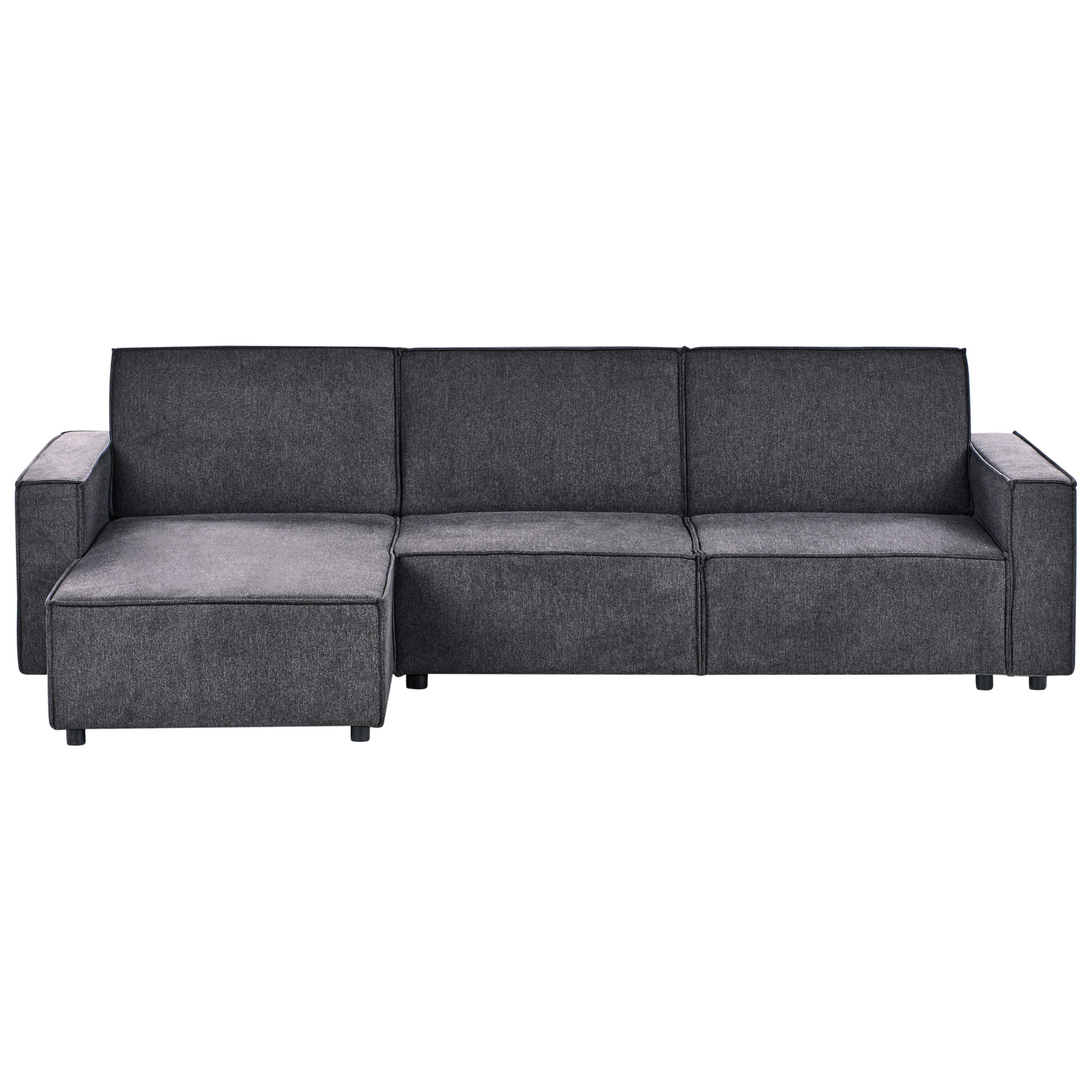 ECKSCHLAFSOFA 3-Sitzer Stoff Graphitgrau rechtsseitig Romedal Ii - Graphitfarben, Textil (290/173cm) - Beliani