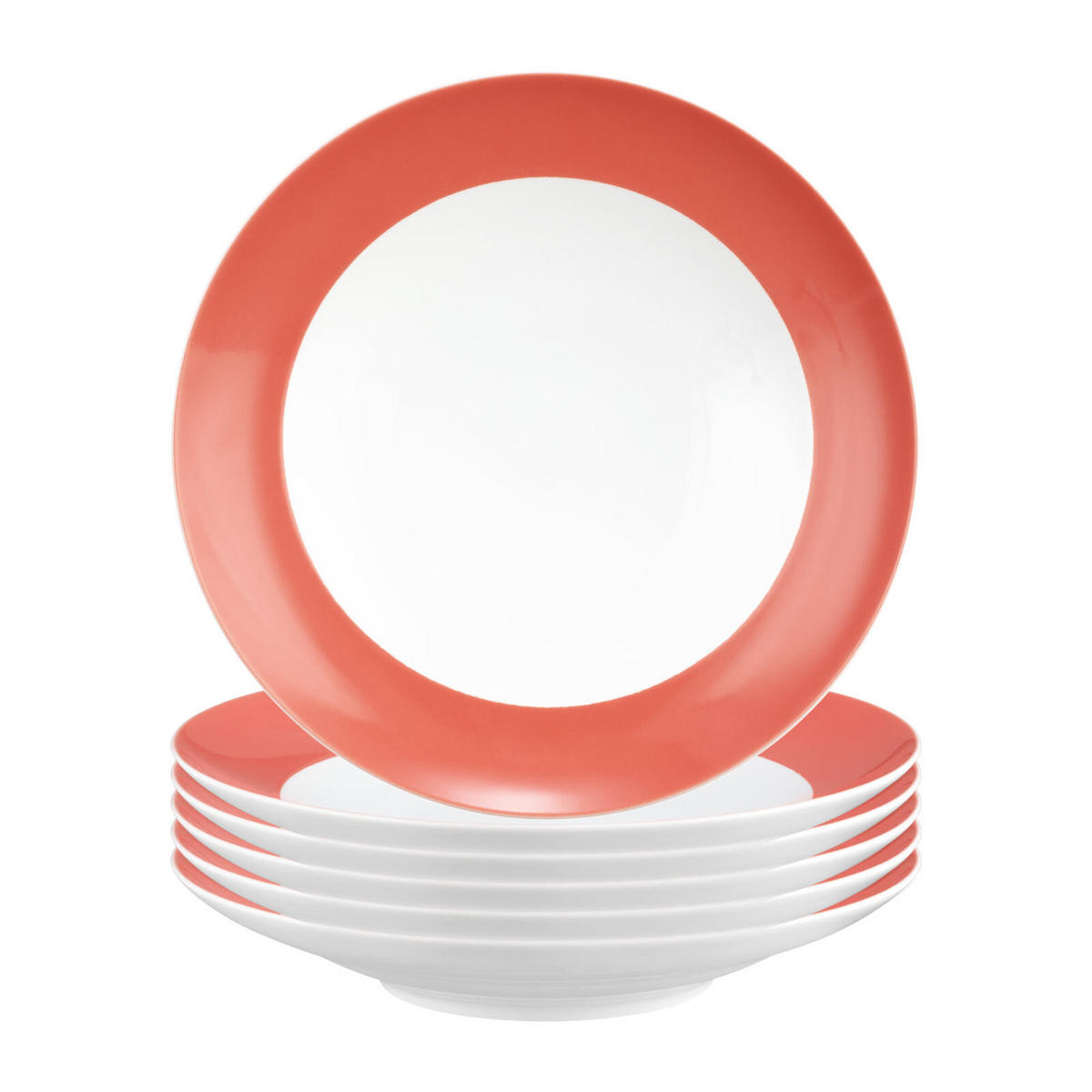 SUPPENTELLER Liberty Pure Colors Flamingo Red ø 23,5 cm 6er Set - Rot, Keramik (23.6cm) - Seltmann Weiden