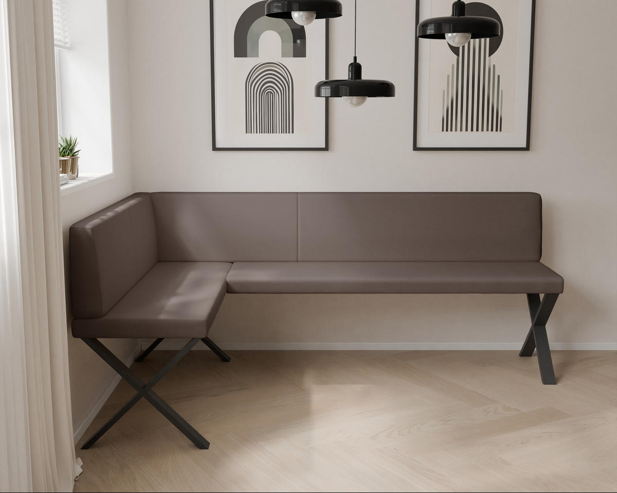 ECKBANK links VERO X Kunstleder glatt, 128/168 cm Braun - Braun, Kunststoff/Textil (128/168cm) - Idohome