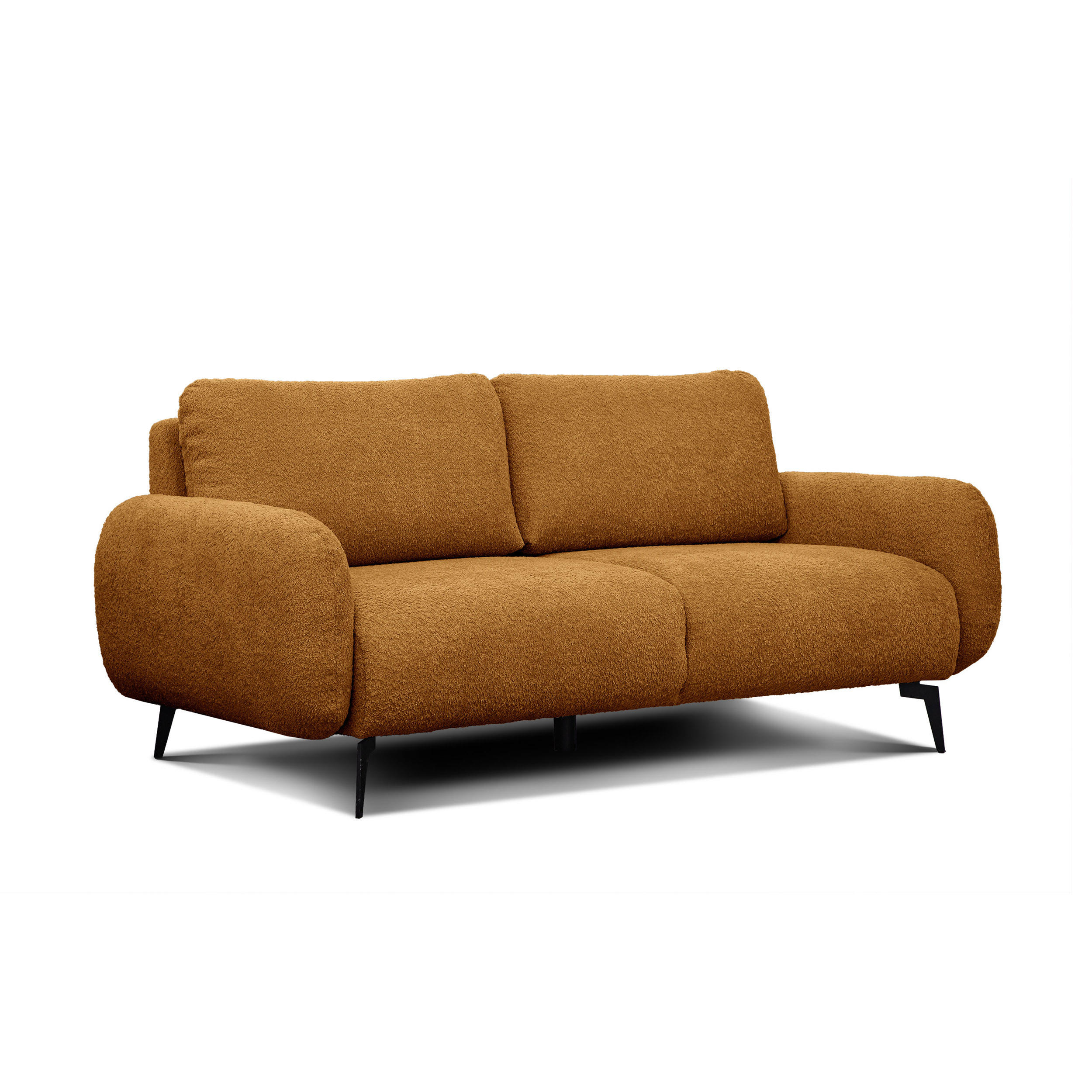 SOFA FEBE 3-Sitzer, senfgelb - Dunkelgelb/Schwarz, Holz/Textil (190/82/96cm) - Courtois Laville