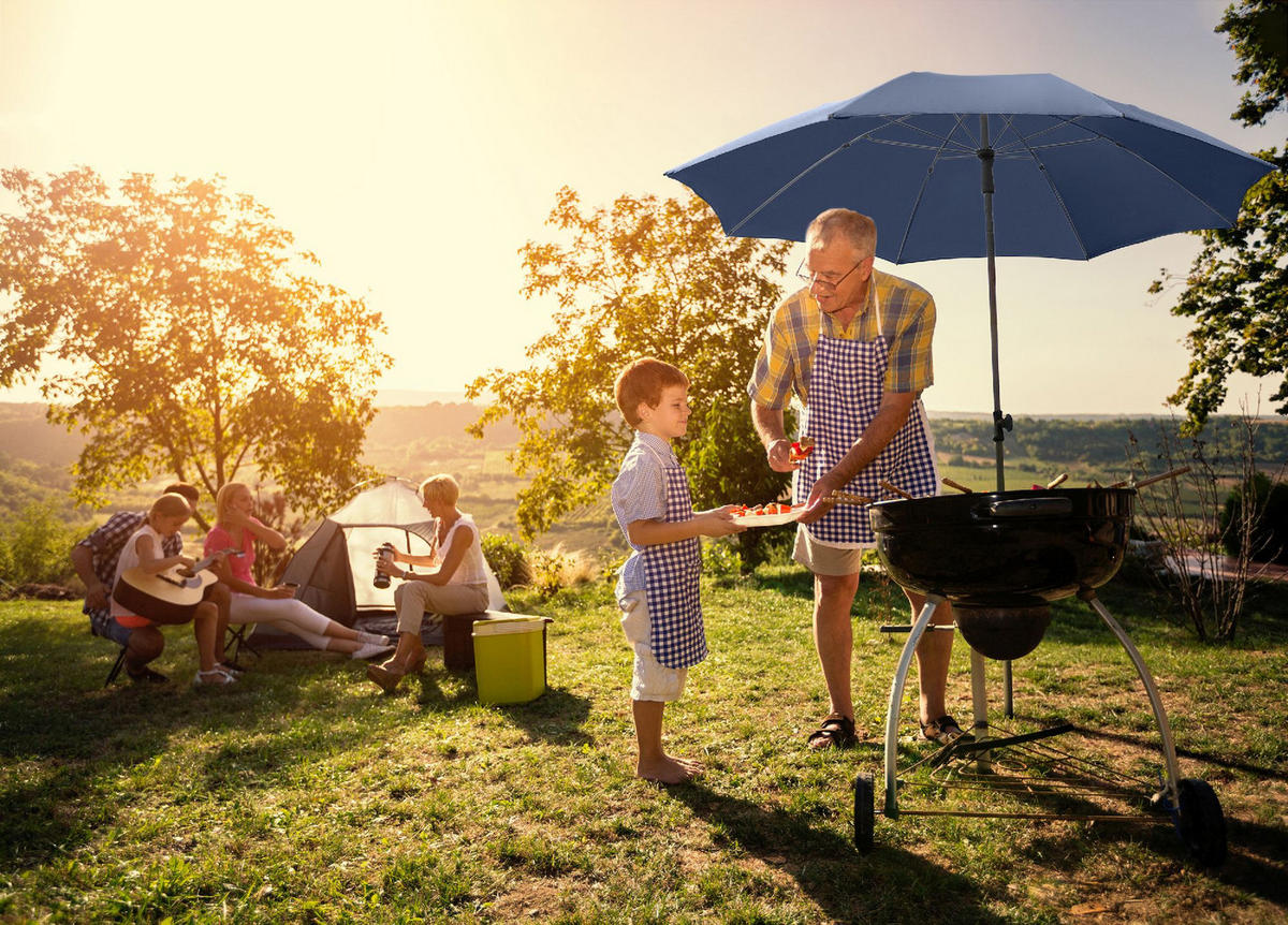 SONNENSCHIRM 235/235/144 cm - Dunkelblau, Kunststoff (235/235cm) - FARE