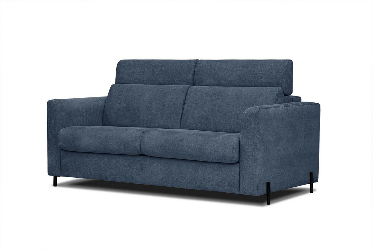 SOFA MEZO 3-Sitzer mit Schlaffunktion, dunkelblau - Schwarz/Dunkelblau, Holz/Textil (232/90/107cm) - Courtois Laville