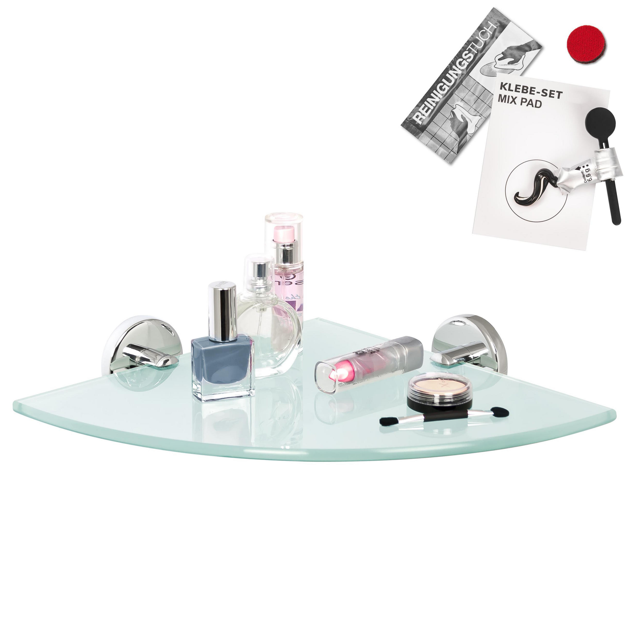 GLASECKABLAGE LUCENTE, Edelstahl, verchromt - Chromfarben, Metall (35/6/25cm) - bremermann