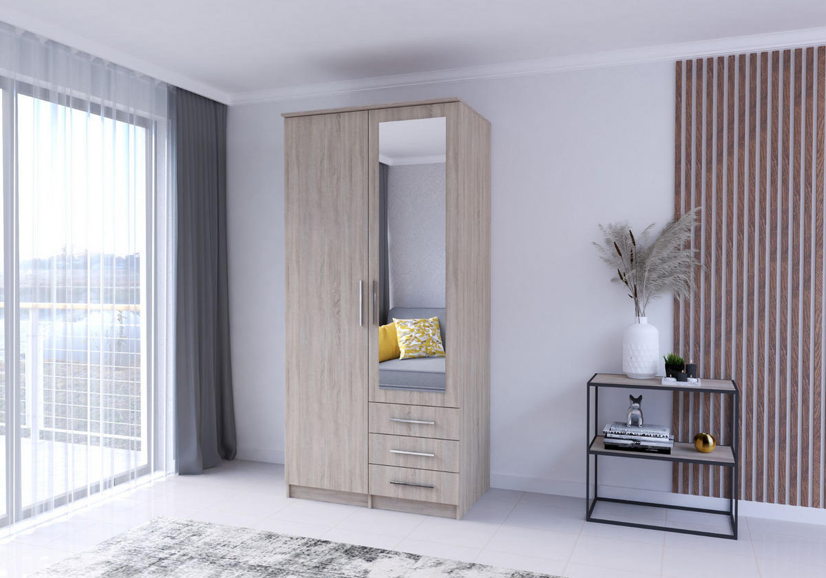 DREHTÜRENSCHRANK - RUTH 2D SONOMA - Sonoma Eiche, Holzwerkstoff/Metall (100/210/64cm) - Möblo